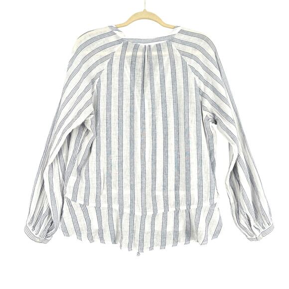 Rails Marti Cayman Stripe Blue White Button up Striped Long Sleeve Blouse Medium - Picture 2 of 8